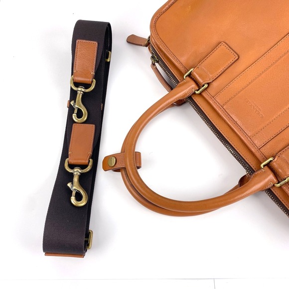 Coach Heritage Leather Briefcase British Tan Brown Sleek, Detachable Strap, Fine - Picture 3 of 13